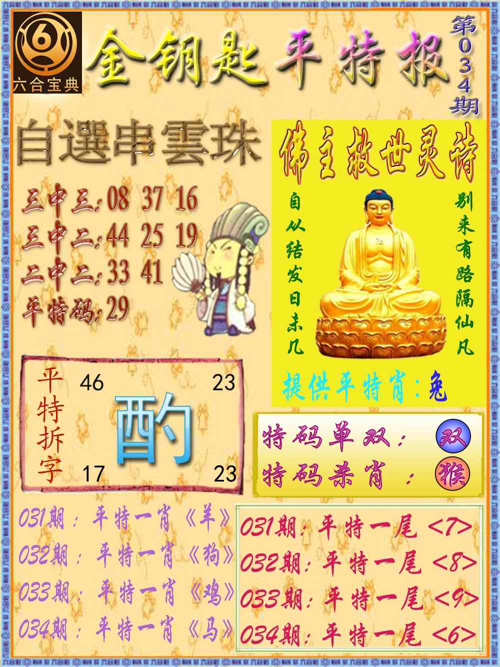 034期金钥匙平特报[图]